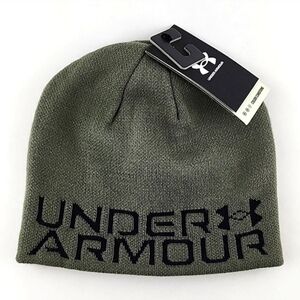 Under Armour Youth Halftime Reversible Beanie Knit Toque Marine Green